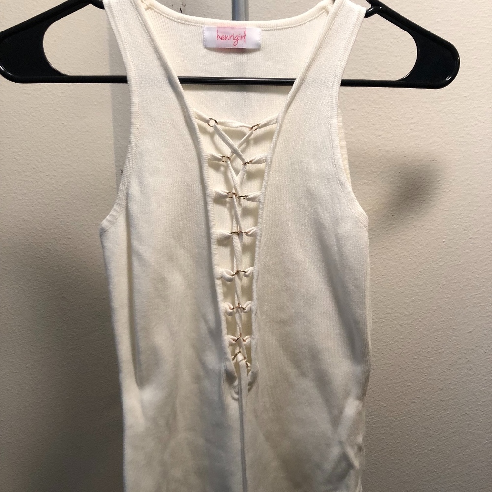 Cream tie up bodysuit